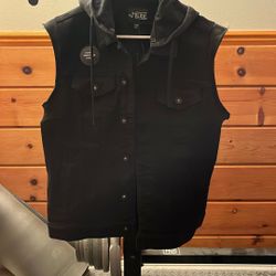 Small RUDE Jean Vest W/removable Hood