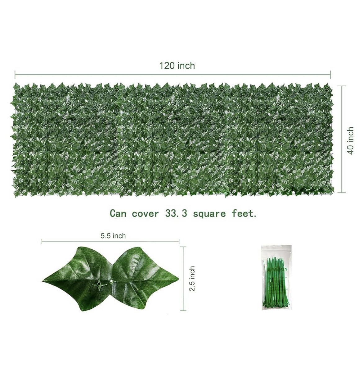 Bybeton Artificial Ivy Greenery- 40" X 120" UV-Anti Fake Leaves Vines