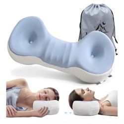 Cervical Neck Roll Pillow, Say Goodbye to Neck Pain, Travel Neck Support Pillow for Side Sleepers, Ergonomic Memory Foam Camping Pillow, Cervical Trac