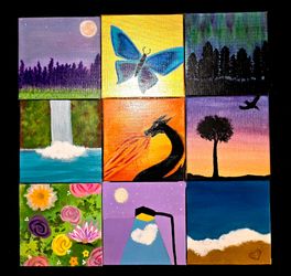 Hand Painted Mini Canvas With Easel