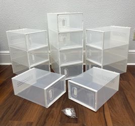 12 Shoe Storage Shoe Boxes New and assembled ready for use with magnetic door’s stackable