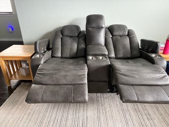 Ashley Faux Leather Love Seat