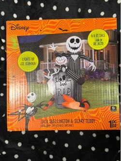 🎃 BRAND NEW Disney Jack Skellington & Scary Teddy Inflatable – 5.5 FT Tall 🎃