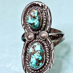 Mexico Sterling Silver Blue Turquise Ring “L@@K”