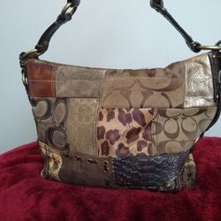 Vintage 2007 Y2K Coach Carly Leopard Patchwork Shoulder Bag