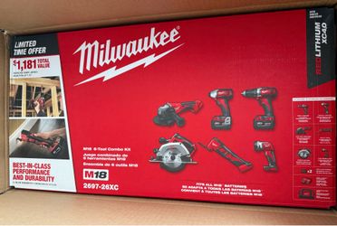 Milwaukee Combo Kit (6-Tool) with 2-Batteries, Charger and Tool Bag