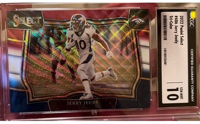 2022 Panini Select Field Level Tri-Color Prizm #486 JERRY JEUDY 06/75 CGC10