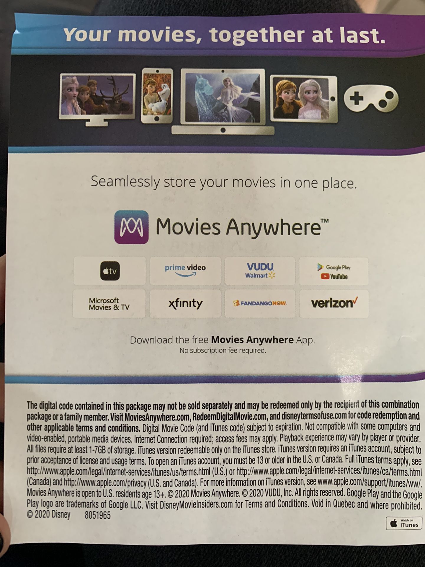 Disney Frozen 2 Digital Movie Code HD