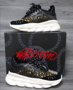 Versace Chain Reaction Black/Yellow Sneakers with Box Size 43 (US 10)