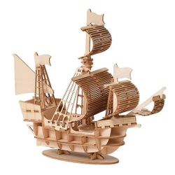 3D Sailboat Wooden Puzzle Assembly Model Puzzle DIY Wooden Crafts 3D Puzzle Toys