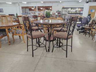 Wood bar height table w/ chairs