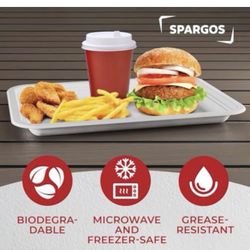 100 Pack 14 Inch Heavy Duty Disposable Food Trays Compostable Large Paper Plates Tray Set Natural Material Biodegradable for Party Serving Crawfish Lo