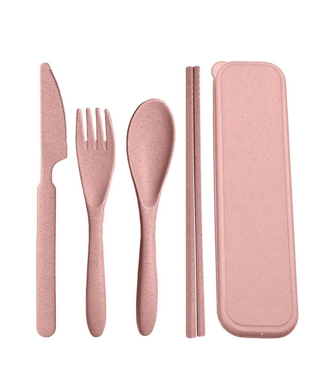 4PCS Healthy Eco-Friendly Wheat Straw Cutlery Set Portable Utensils Set Biodegradable Chopstick Fork Knife Spoon Set