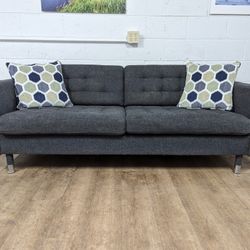 Grey Modern Tufted Fabric Couch
