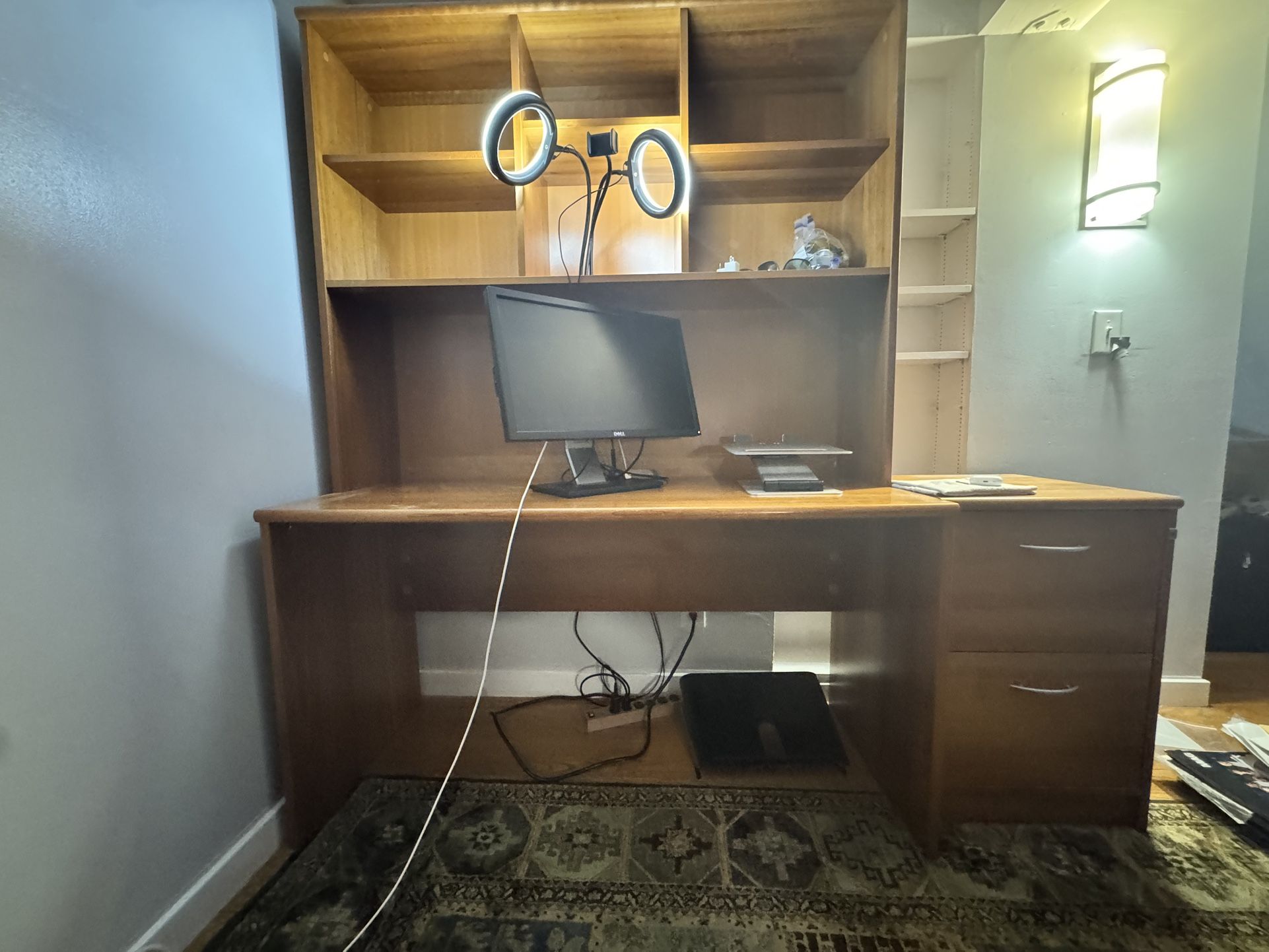 Scandinavian Design Desk + File Cabinet + Bookshelf