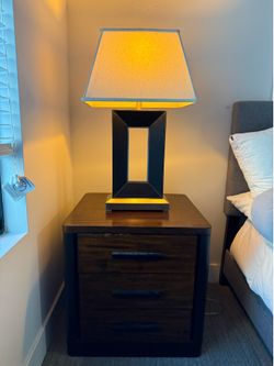 Modern 3-Drawer Wood & Black Nightstand / End Table
