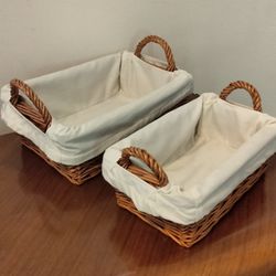 2  Lined Nesting Baskets With Handles