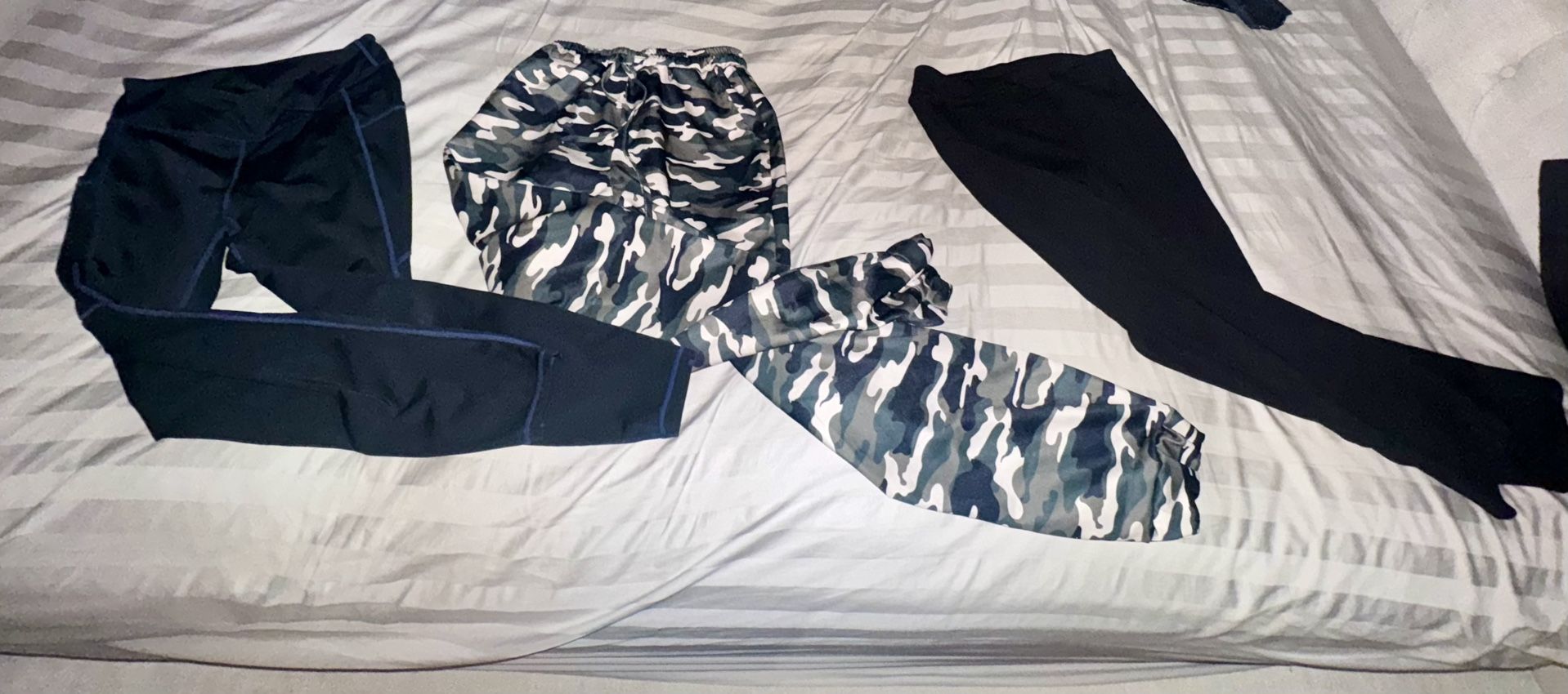 3 Pairs of Leggings – Army Style, Black & Blue Stitch – Size S/M Bundle