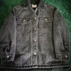 Sherpa Denim, black, jacket, XS