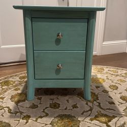 Solid Wood Sea Blue Chalk Painted Nightstand