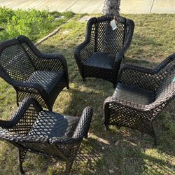 4 Piece Patio Furniture Set Dark Brown Wicker Brand New 