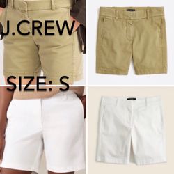 🌞(NEW) (SET OF 2) WOMEN’S J.CREW 7” INSEAM STRETCH CHINO SHORT - SIZE: 4 (SMALL) (MSRP: $59.50)🌞