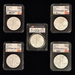  2024 Signature  SET 1oz Silver Eagle MS70 First Day Issue Eagles COMPLETE  