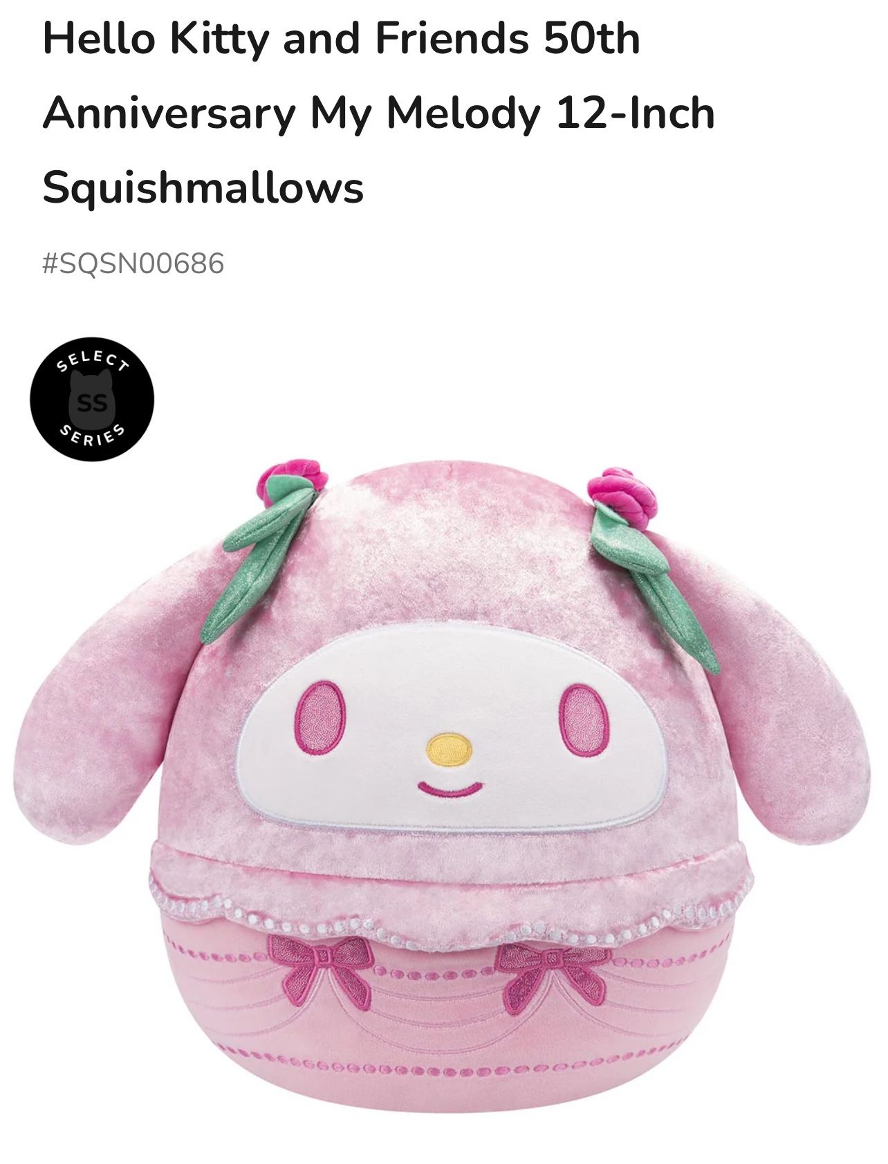 SELECT SEIRES Squishmallow My Melody 12 inch 50th Anniversary NEW w/ Tags