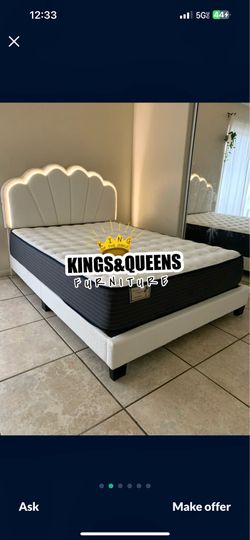 New Queen bed frame with mattress