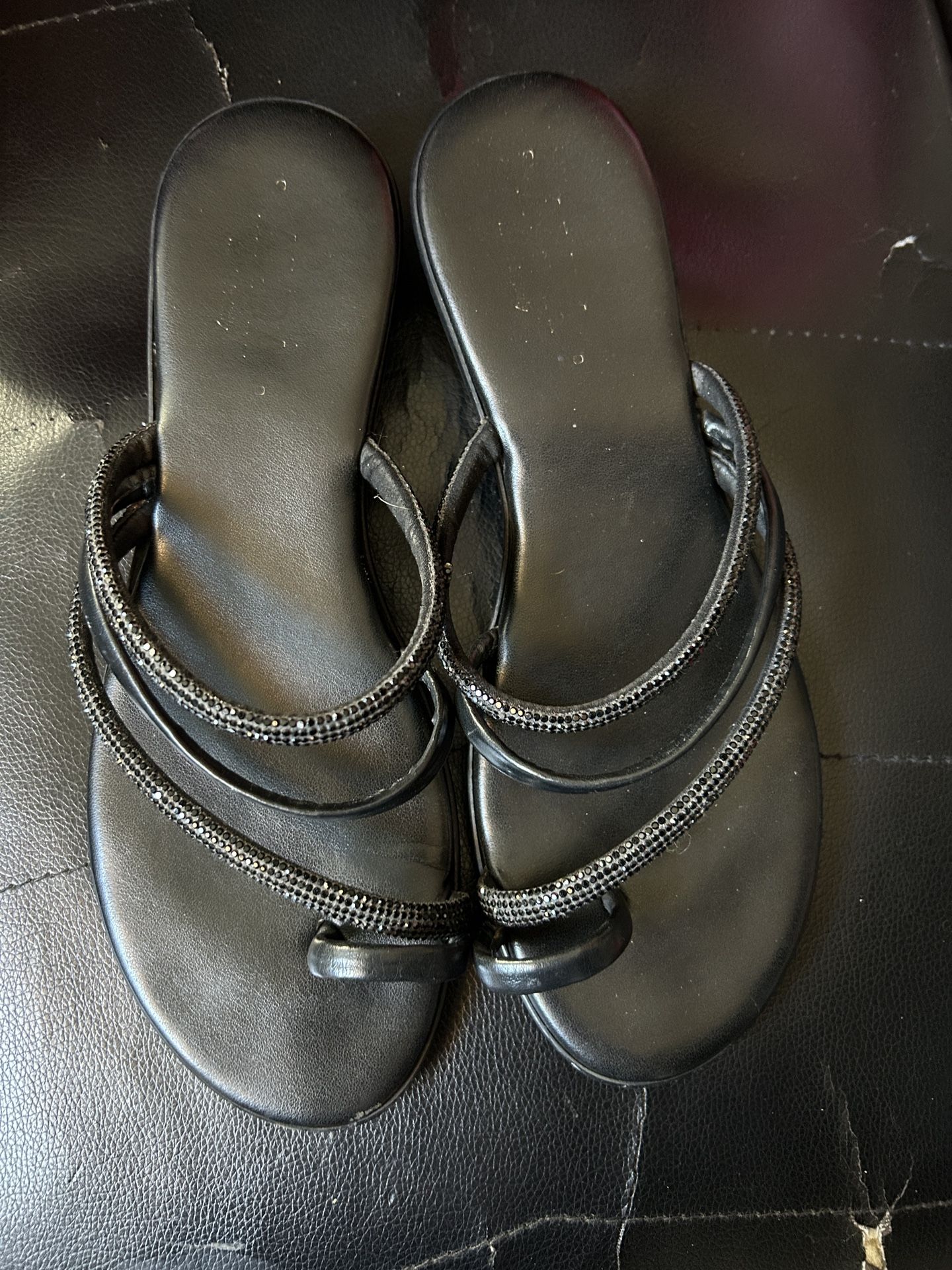 Black Sparkling Sandal With Mini Heel 