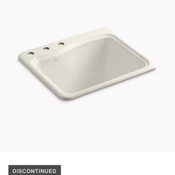 Kohler River Falls self-rimming utility sink (K-6657-3-0) in white