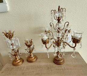 Beautiful Gold Candelabra and Candle Holders
