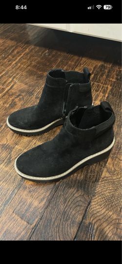 Black Suede Ankle Boots with Side Zip