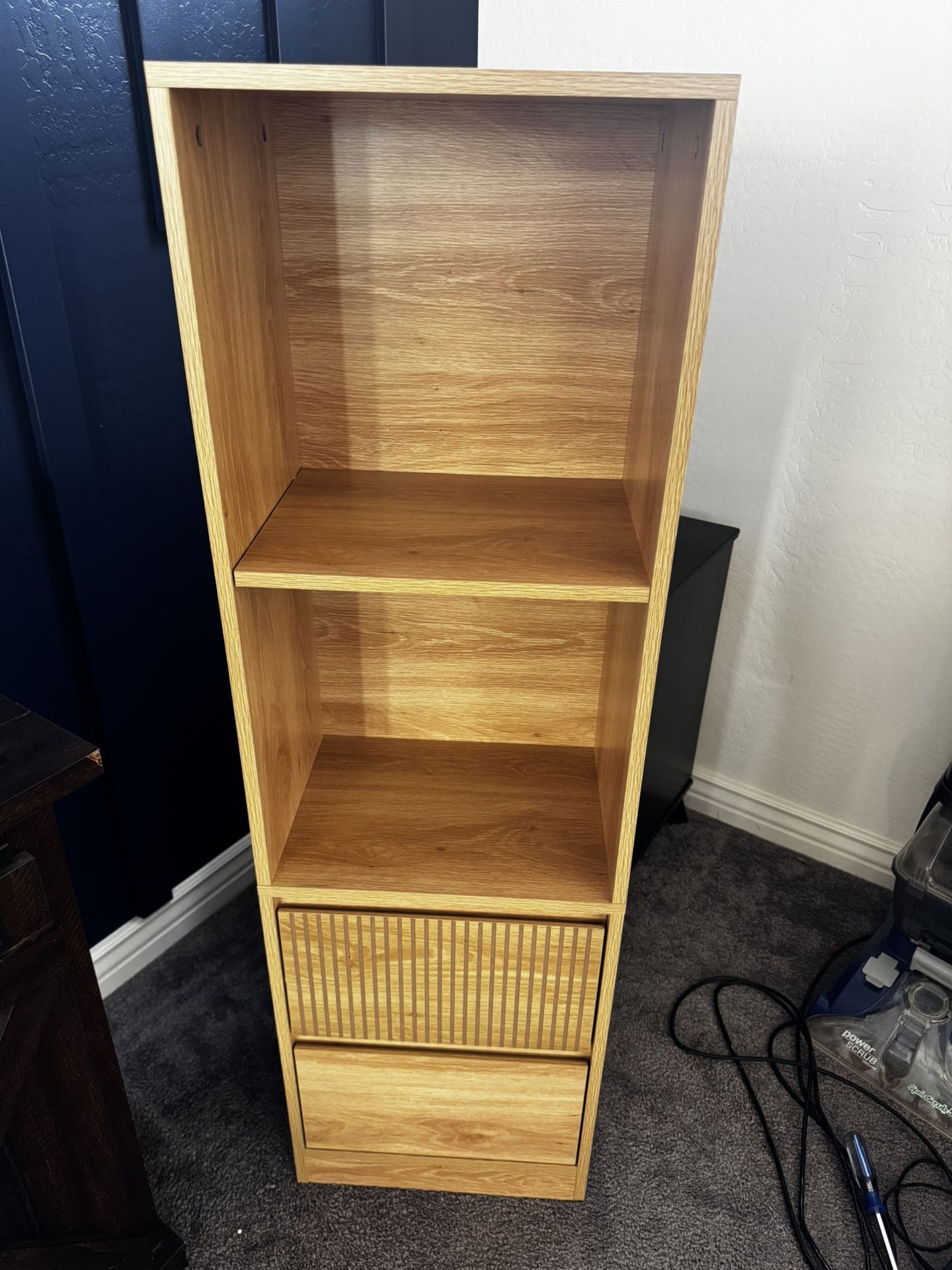 Branigans 2-Tier Cube Bookshelf Storage Cabinet With Double Drawer And Shelf