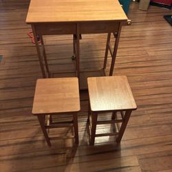 Collapsible Wooden Table With Chairs