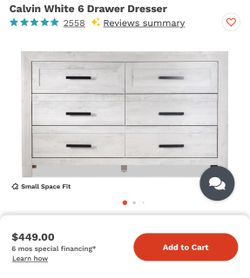 Calvin White 6 Drawer Dresser