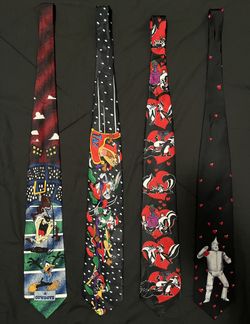 Vintage Looney Tunes and Wizard of Oz Neckties - Set of 4