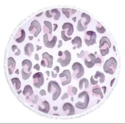 Big round cheetah print towel, pink and purple