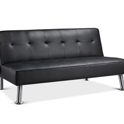 Black Faux Leather Futon