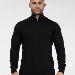 Quarter Zip Black Sweater ICON AMSTERDAM