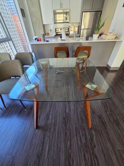 Mid Century Glass Dining Table