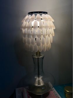 Frosted Glass Petal Shade Lamp, Clear Gourd Base, Brushed Nickel, Modern Glam