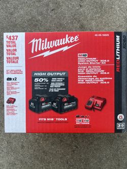 Milwaukee M18 48-59-1862s XC6.0 Ah 2X HIGH OUTPUT Batteries Charger Starter Kit