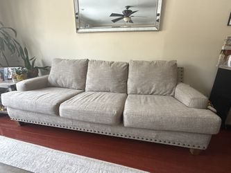 Light Grey Couch With Nail Head Trim