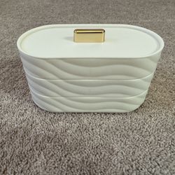 Plastic White Jewelry Box with Gold Handle