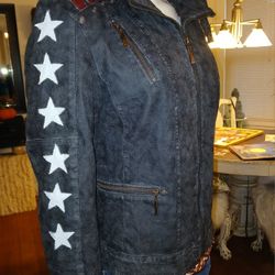 NWOT Navy Faux Leather Moto Style Leather Jacket M