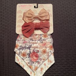 Baby girl bow & bib set 
