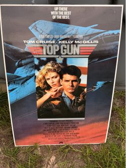 Vintage 1986 Top Gun Movie Poster Tom Cruise Kelly McGillis Original Cinema Art