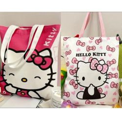HELLO KITTY LARGE CANVAS SHOULDER TOTE BAG