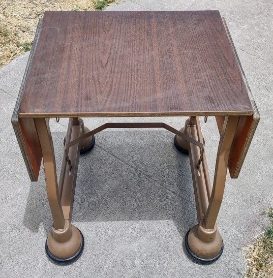 Vintage Flewelling Drop Leaf Rolling Typewriter Typewriting Typing Table Wood Grain Finish - South Gate California